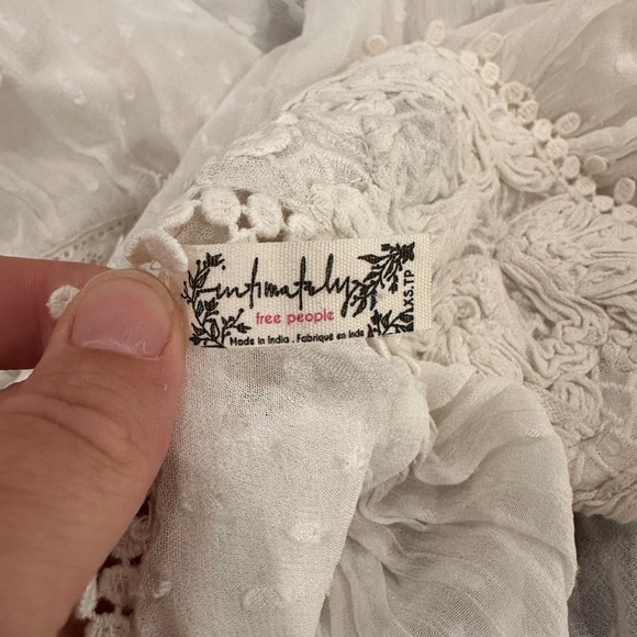 Free People Elegant White Lace Trim Robe Women's XS - Picture 7 of 7